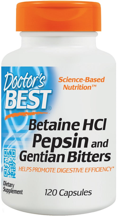 Doctor's Best;Betaine HCl Pepsin & Gentian Bitters - 120 caps